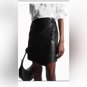 COS Leather Mini Wrap Skirt